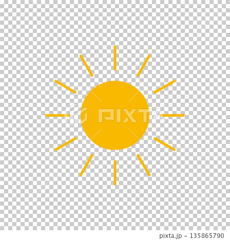 簡單的太陽圖標，橙色，天氣插圖素材 135865790