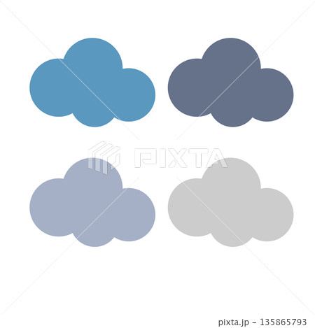 雲のアイコンセット 天気イラスト シンプル素材 135865793