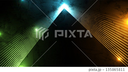 Shiny colorful glowing neon laser lines abstract background 135865811