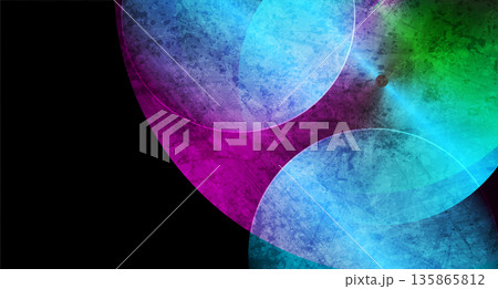Abstract multicolored glowing grunge circles with glossy surface texture 135865812