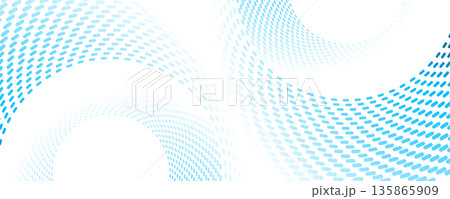 Bright blue circular and spiral dotted lines abstract tech geometric background 135865909
