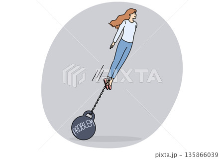 Burden problems is attached to woman who wants to succeed and takes off demonstrating ambition Burden problems is attached to woman who wants to succeed and takes off demonstrating ambition 135866039
