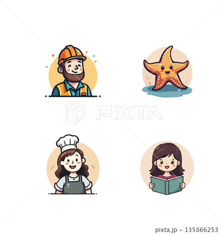 Set of cute cartoon illustrations depicting various lifestyle activities, including reading, sleeping, traveling, and home life. Set of cute cartoon illustrations depicting various lifestyle activities, including reading, sleeping, traveling, and home life. 135866253