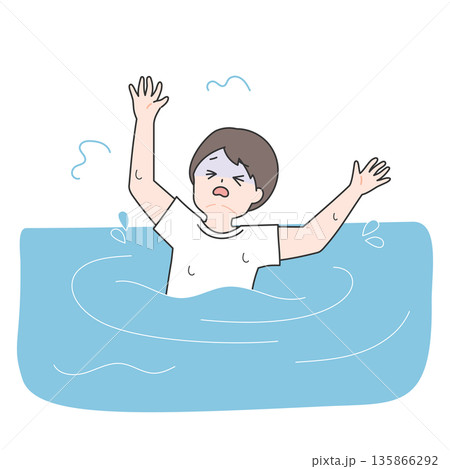 溺れる着衣の男性のイラスト 溺れる着衣の男性のイラスト 135866292