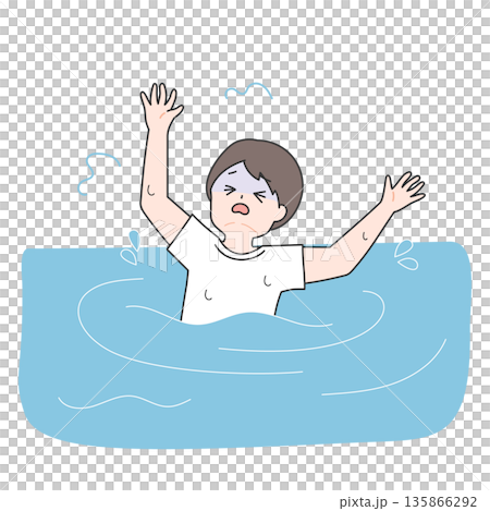 溺水男子的插圖 135866292