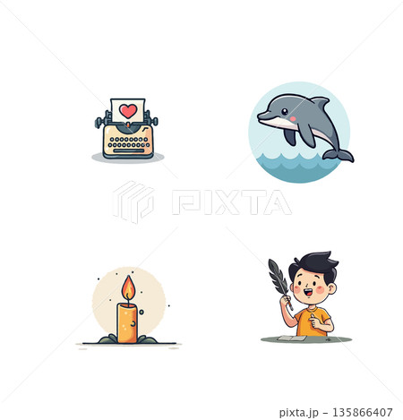 Collection of cartoon icons representing eco-friendly lifestyle choices, including recycling, natural products, and wildlife. Collection of cartoon icons representing eco-friendly lifestyle choices, including recycling, natural products, and wildlife. 135866407