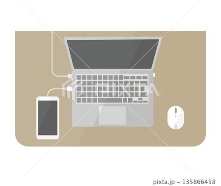 パソコンとスマートフォンのイラスト パソコンとスマートフォンのイラスト 135866458