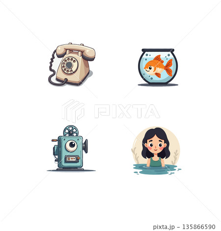 Collection of pixel art icons featuring a gamer, tech setup, garden shed, and a man with sunglasses, showcasing hobbies and leisure. 135866590