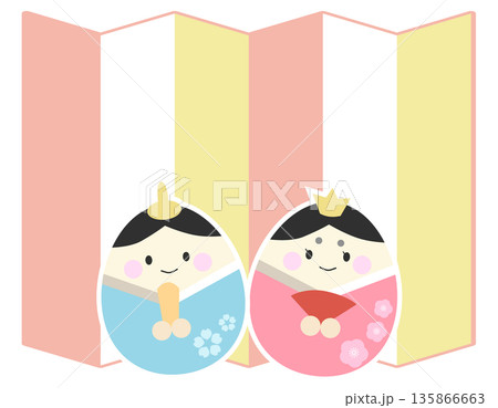 雛人形と屏風 かわいい ひなまつりの背景 雛人形と屏風 かわいい ひなまつりの背景 135866663