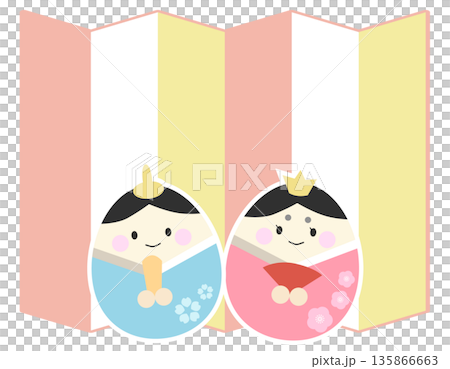 雛人形と屏風 かわいい ひなまつりの背景 雛人形と屏風 かわいい ひなまつりの背景 135866663