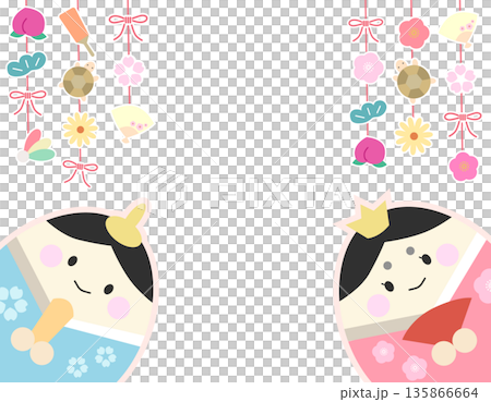雛人形とひな飾り かわいい春らしい枠 2 雛人形とひな飾り かわいい春らしい枠 2 135866664