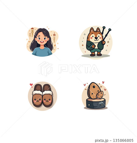 Collection of four pixel art icons featuring skincare routine, communication, water tower, and pine cone with knife. Collection of four pixel art icons featuring skincare routine, communication, water tower, and pine cone with knife. 135866805