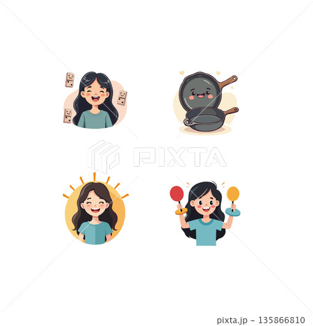 Collection of vector icons featuring donation box, wheelchair basketball player, decorative lantern, and paper clip. 135866810