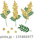 【ミモザセット】手刺繍イラスト素材 135866977
