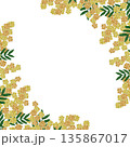 【ミモザのフレーム】手刺繍イラスト素材 135867017