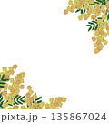 【ミモザのフレーム】手刺繍イラスト素材 135867024