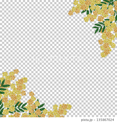 [Mimosa frame] Hand embroidery illustration material 135867024