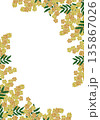 【ミモザのフレーム】手刺繍イラスト素材 135867026