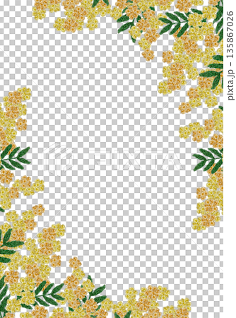 [Mimosa frame] Hand embroidery illustration material 135867026