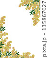【ミモザのフレーム】手刺繍イラスト素材 135867027