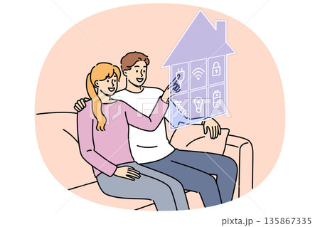 Smart home technology helps men and women control iot equipment without leaving couch 135867335