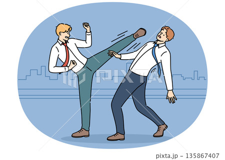Fierce competition business men caused scramble for positions and opportunities to gain new clients Fierce competition business men caused scramble for positions and opportunities to gain new clients 135867407