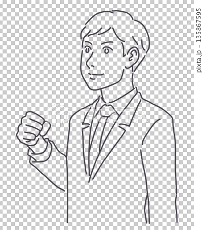 A man in a suit clenching his fist - lines only A man in a suit clenching his fist - lines only 135867595