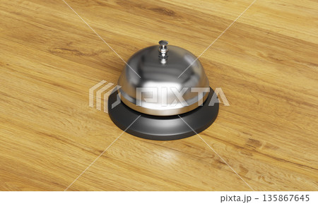 Retro Silver Table Service Bell. 3D Rendering. 135867645