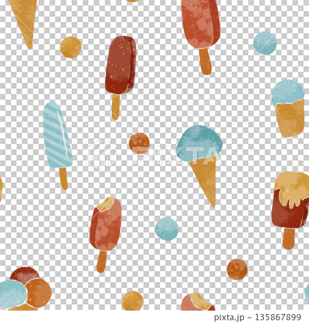 Ice cream hand drawn seamless pattern 135867899