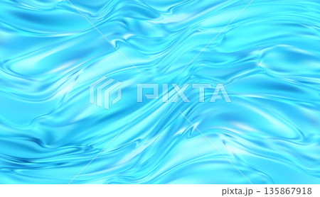 Abstract Blue Liquid Flow Texture Illustration, Vector Background Featuring Smooth and Curved Patterns in Shiny Blue Tones 135867918