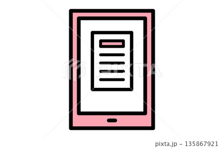 書類閲覧を行うタブレット端末のイラスト 書類閲覧を行うタブレット端末のイラスト 135867921