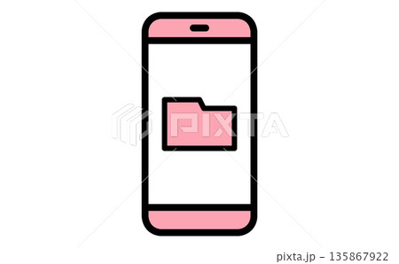 スマートフォンでファイル管理を行うイメージイラスト 135867922