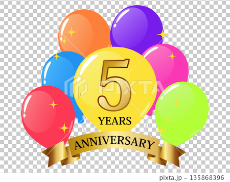 風船の5周年記念エンブレム 風船の5周年記念エンブレム 135868396