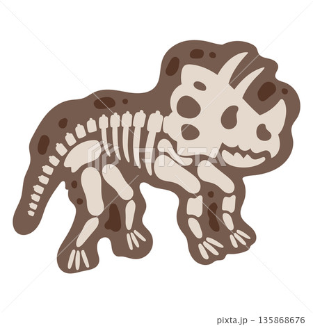 Cartoon Triceratops dinosaur fossil illustration Cartoon Triceratops dinosaur fossil illustration 135868676