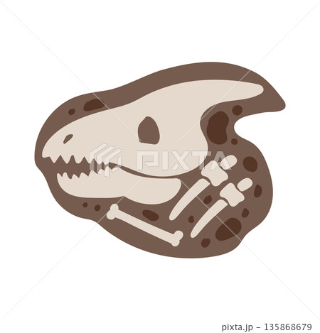 Illustration of a dinosaur fossil in brown Illustration of a dinosaur fossil in brown 135868679