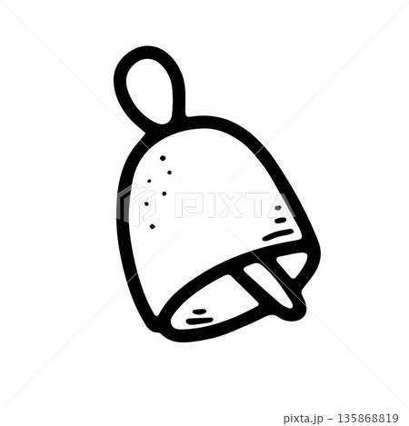 Doodle Christmas bell with ribbon. Festive jingle bell Doodle Christmas bell with ribbon. Festive jingle bell 135868819