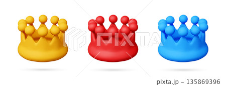 Set of 3D stock vector crowns in various colors Set of 3D stock vector crowns in various colors 135869396