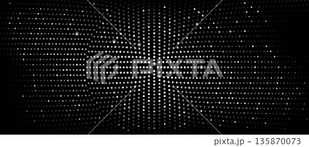 Silver halftone shimmering pattern on black 135870073
