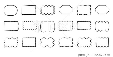 Set of monochrome black wavy speech bubbles. Mixed chat contours and message forms for comic panels, dialogue 135870376