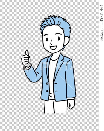Illustration material of a casual-style man making a good pose 135871464