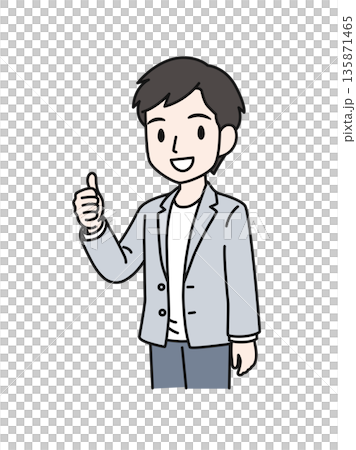 Illustration material of a casual-style man making a good pose 135871465