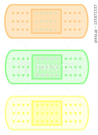 傷や出血時に応急で傷の保護や治療ができる絆創膏のイラスト 傷や出血時に応急で傷の保護や治療ができる絆創膏のイラスト 135871537
