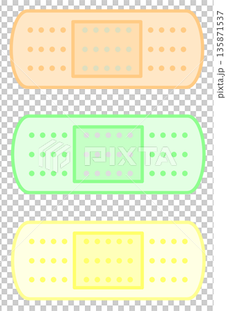 傷や出血時に応急で傷の保護や治療ができる絆創膏のイラスト 傷や出血時に応急で傷の保護や治療ができる絆創膏のイラスト 135871537