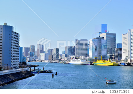 東京港 築地大橋から見る竹芝桟橋 旅客ターミナル 東京港 築地大橋から見る竹芝桟橋 旅客ターミナル 135871592