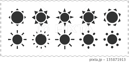 簡單的太陽輪廓圖標,向量太陽插圖 簡單的太陽輪廓圖標,向量太陽插圖 135871913