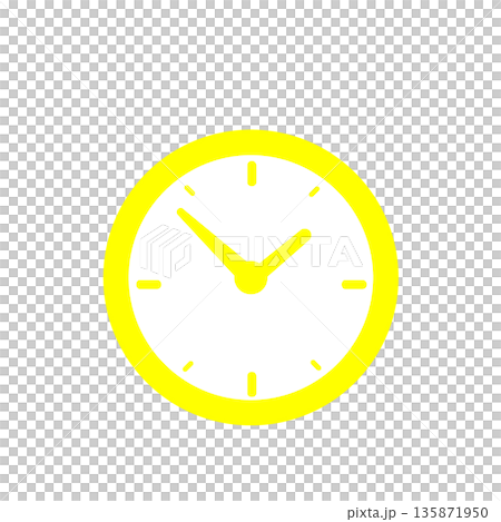 時間管理やスケジュールを象徴するシンプルな時計アイコン(黄色) 135871950