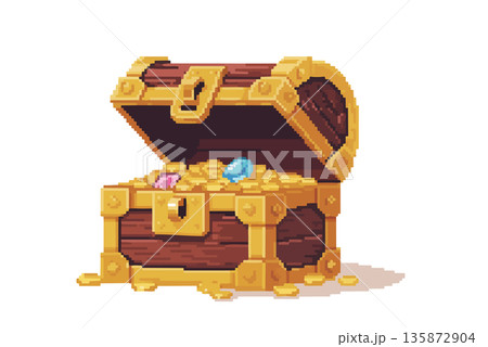 宝箱のピクセルアート。 135872904