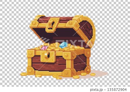 宝箱のピクセルアート。 135872904