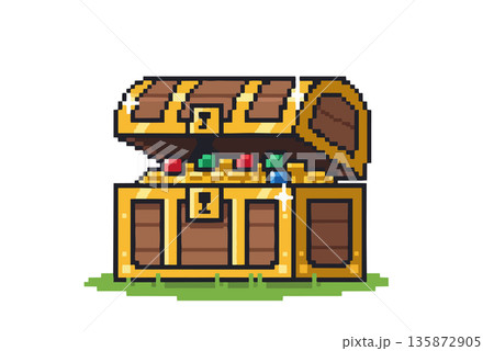 宝箱のピクセルアート。 135872905