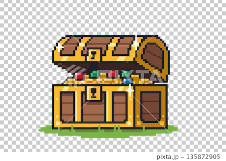 宝箱のピクセルアート。 135872905